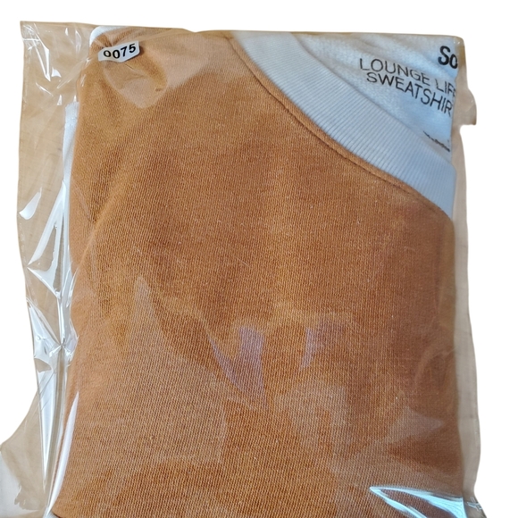 SO Lounge Life Cropped Sweatshirt - Brown, White, and Blue. LG. E0075 - Picture 7 of 8